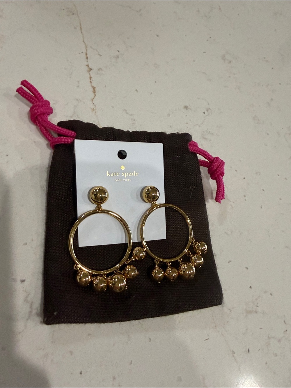 kate spade Gold Hoop Earrings with Dangling Spheres